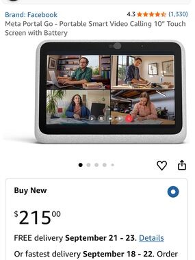 NEW Meta Portal Go Portable Smart Video Calling Device with 10” Touch Screen
